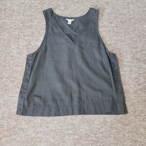 Caslon Gray Sleeveless Button Tank Top